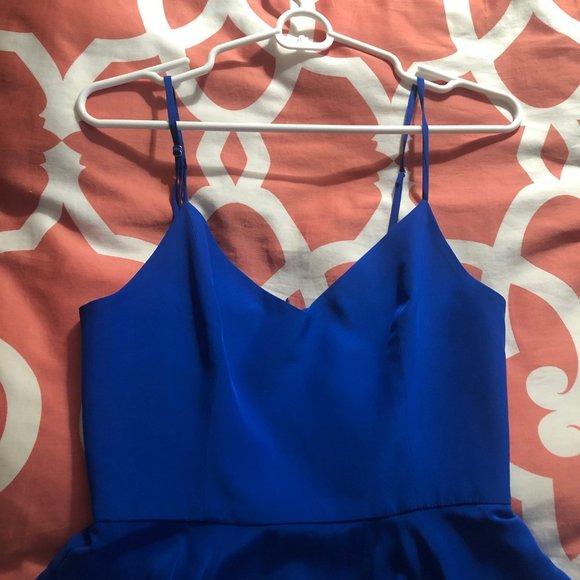 Amanda Uprichard Blue Silk Peplum Dress Size XS/P - Picture 2 of 7